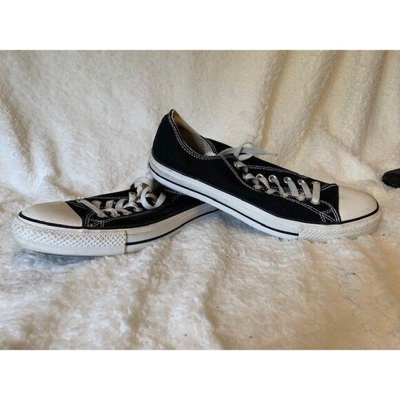 Converse Size 10 Mens All Star Black Sneakers Shoes Low Top Lace Up - Picture 3 of 10